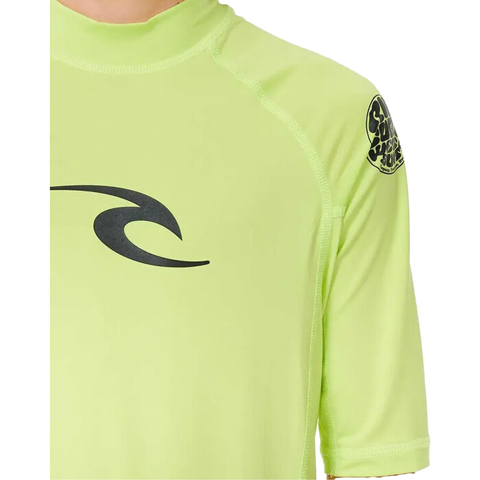 2024 Rip Curl Chicos Brand Wave UPF Chaleco De Lycra De Manga Corta 121BRV - Lime